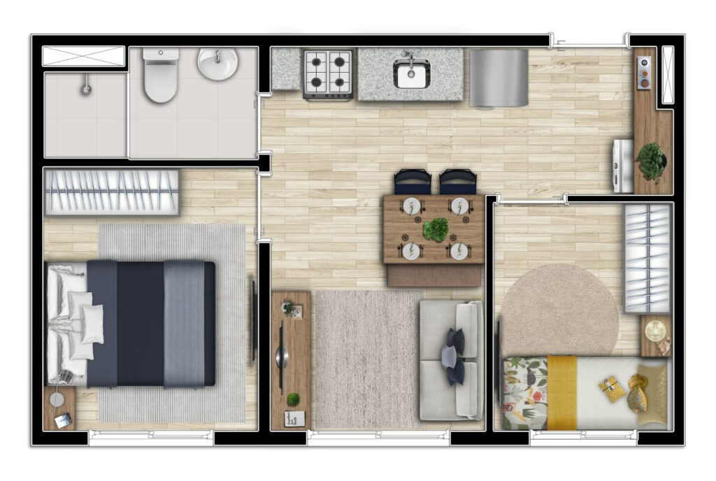 PLANTA DE 2 DORMS